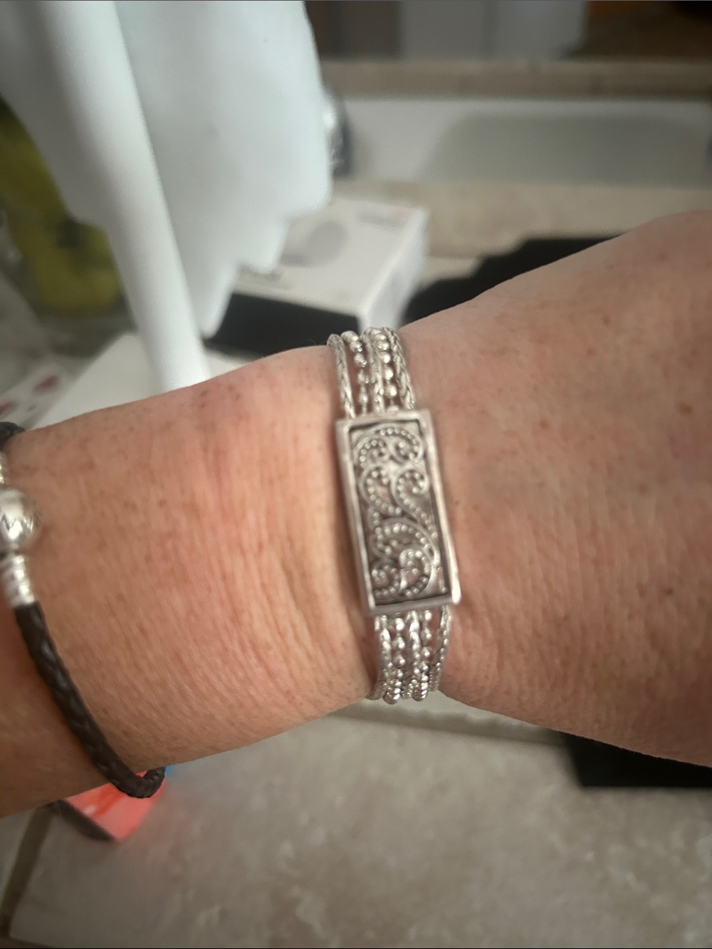 Napier Silver Filigree Multi-Strand Bracelet
